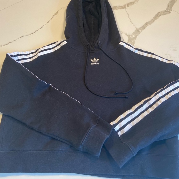 adidas Tops - Adidas black cropped hoodie size small
